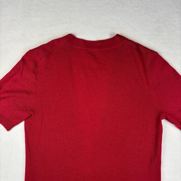 Women's Medium THEORY Gwyneth Cashmere short sleeve cardigan in valentine red - Picture 9 of 9